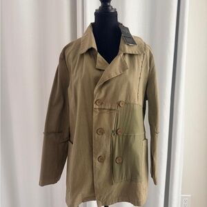 Olive Green Women's Double-Breasted Pea Coat
